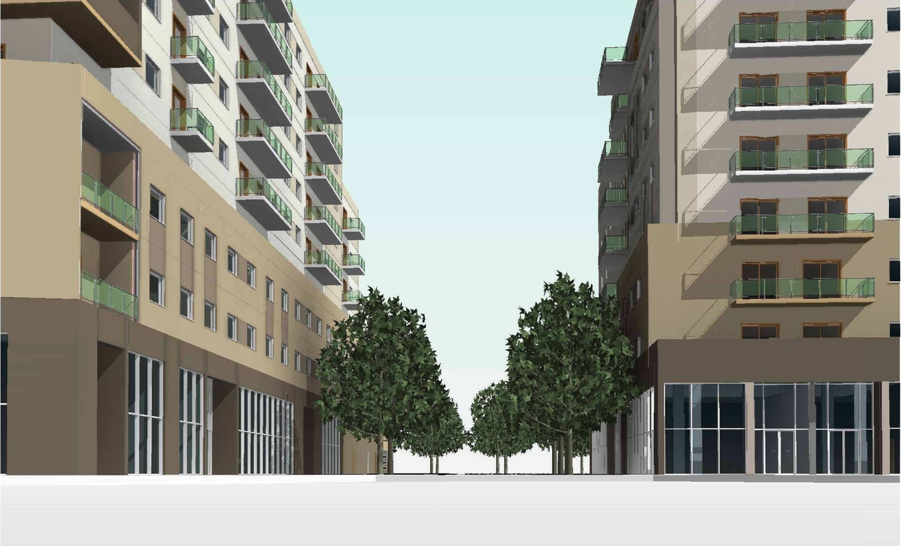 Rendering of building from page 10 of the file '2022-04-25 - Concept & Floor & Elevations & Views Plans - D02-02-22-0038'