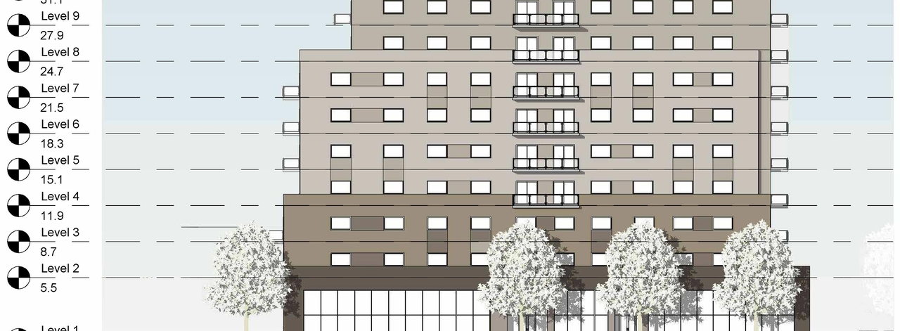 Construction site plan for project from page 8 of the file '2022-04-25 - Concept & Floor & Elevations & Views Plans - D02-02-22-0038'