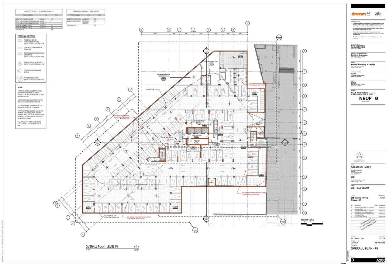 Construction site plan for project from page 1 of the file '2022-12-30 - Overall Floor Plans - D02-02-22-0040'