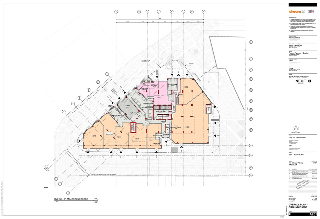 Construction site plan for project from page 2 of the file '2022-12-30 - Overall Floor Plans - D02-02-22-0040'