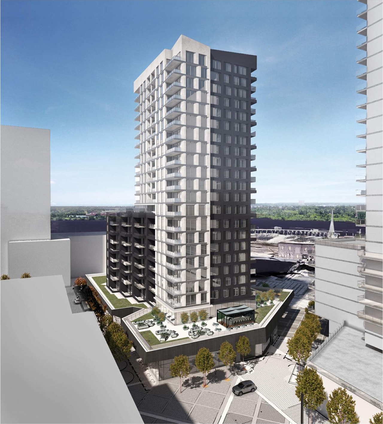 Rendering of building from page 1 of the file '2022-04-27 - Project Perspectives - D02-02-22-0040'