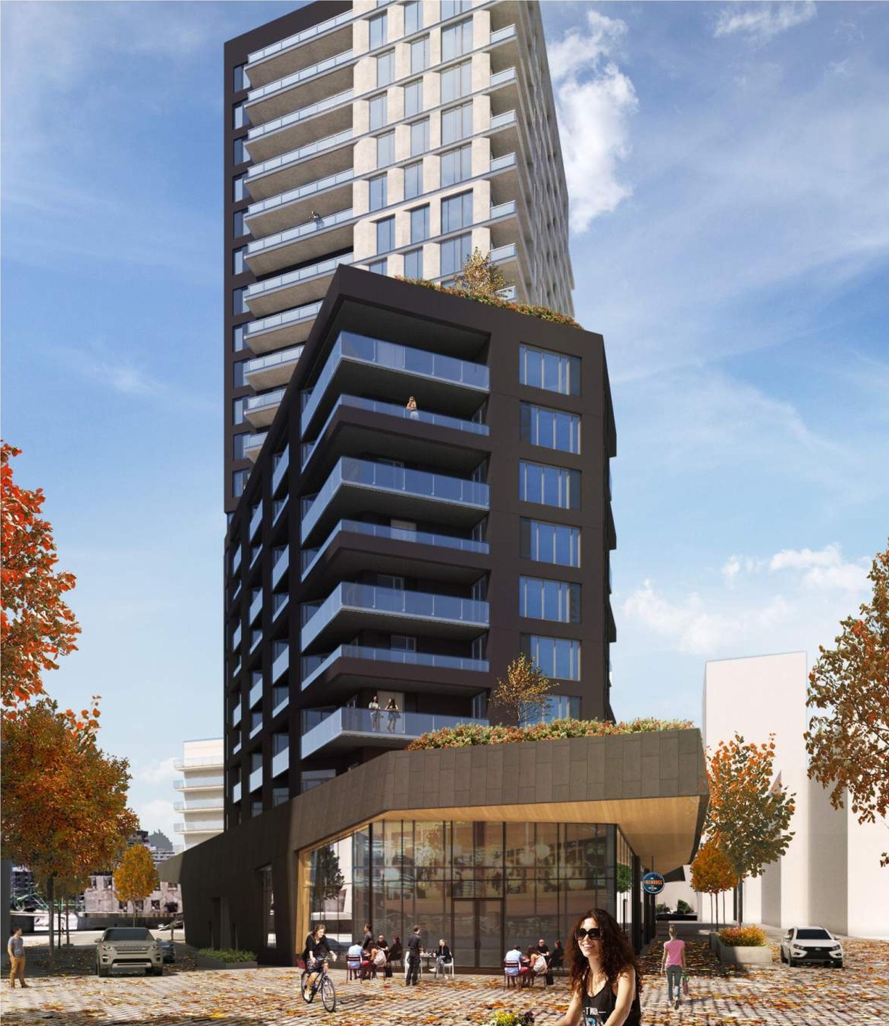 Rendering of building from page 30 of the file '2022-04-27 - Architectural Design Brief - D02-02-22-0040'