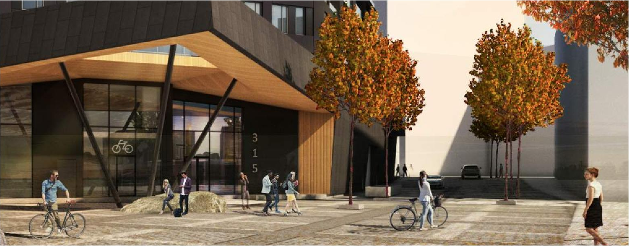 Rendering of building from page 47 of the file '2022-04-27 - Architectural Design Brief - D02-02-22-0040'