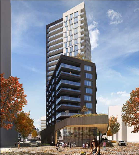 Rendering of building from page 14 of the file '2022-10-03 - Design Brief - D02-02-22-0040'