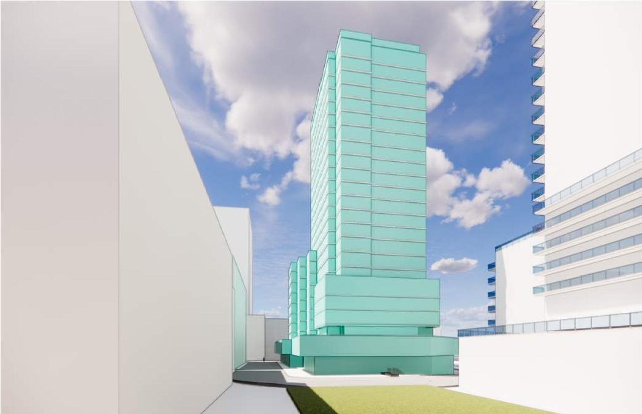 Rendering of building from page 17 of the file '2022-10-03 - Design Brief - D02-02-22-0040'