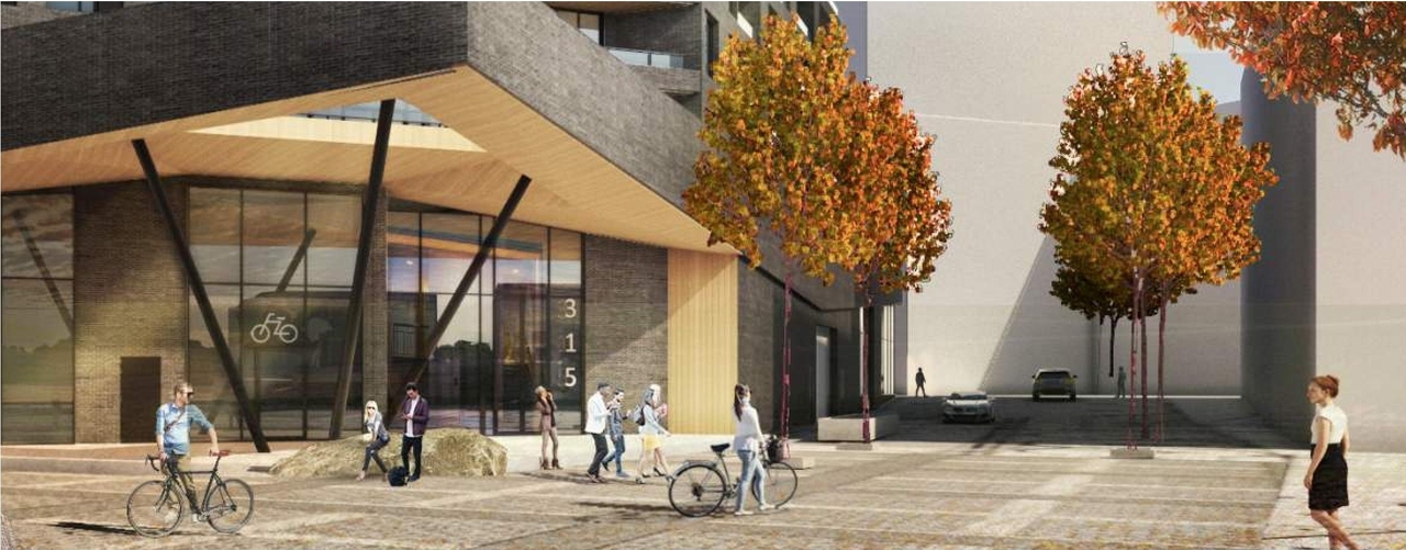 Rendering of building from page 48 of the file '2022-10-03 - Design Brief - D02-02-22-0040'