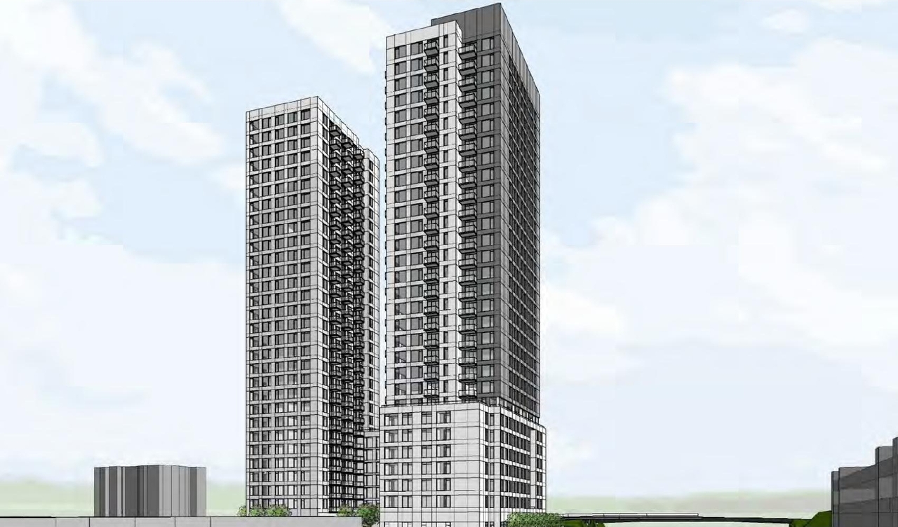 Rendering of building from page 1 of the file '2022-06-21 - Planning Rationale & Design Brief - D02-02-22-0051'