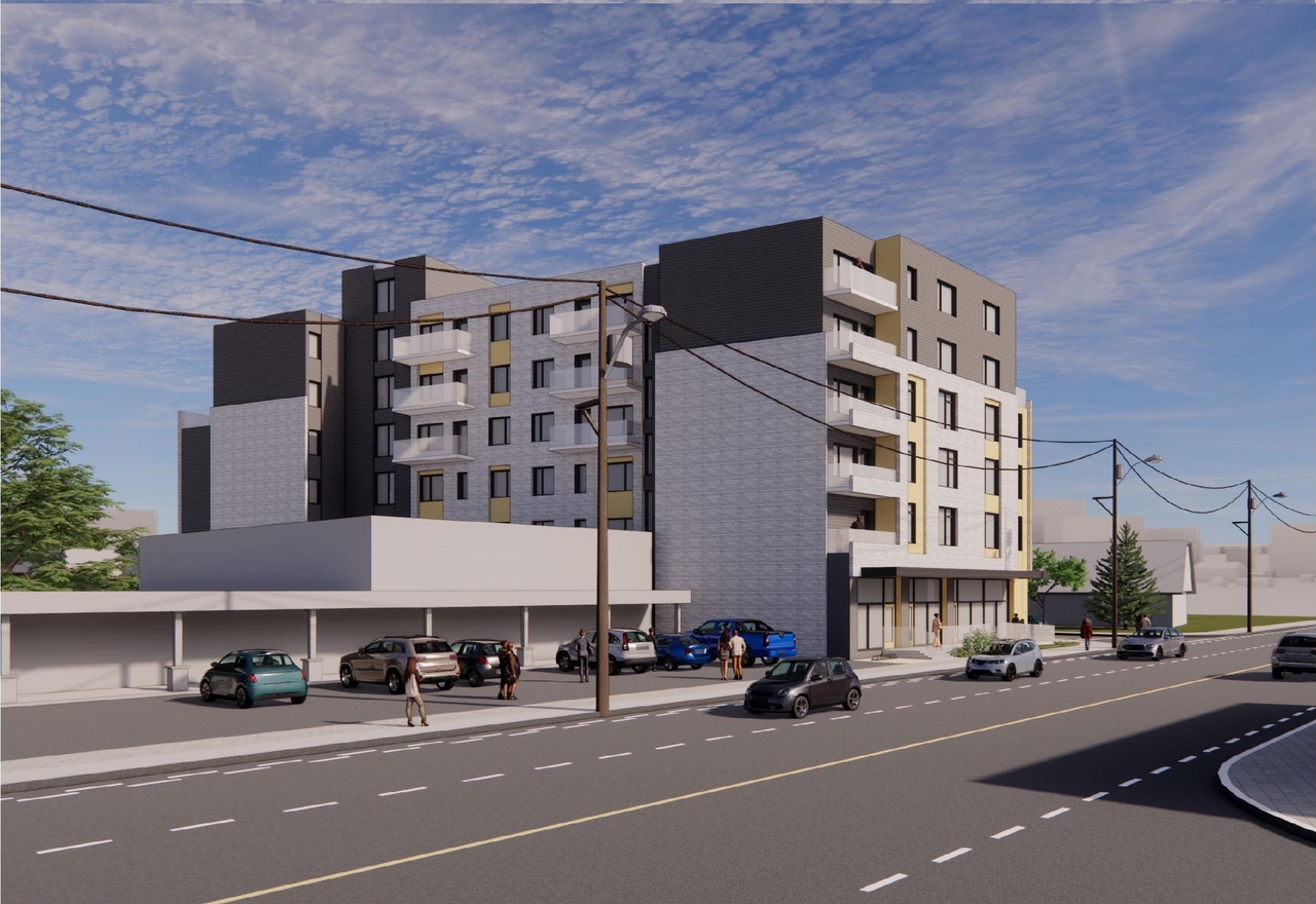 Rendering of building from page 3 of the file '2022-12-20 - Perspective Views - D02-02-22-0058'