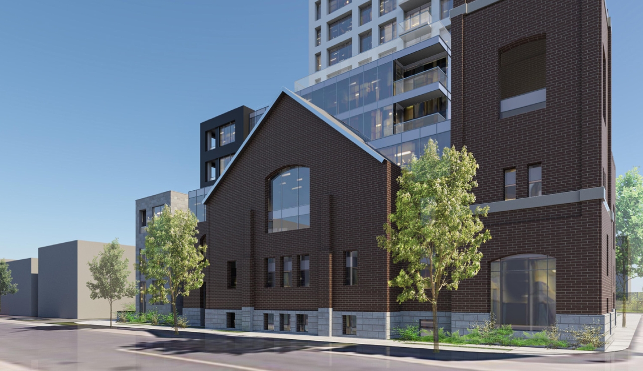 Rendering of building from page 55 of the file '2023-06-07 - Design Brief and Plans - D02-02-22-0082'