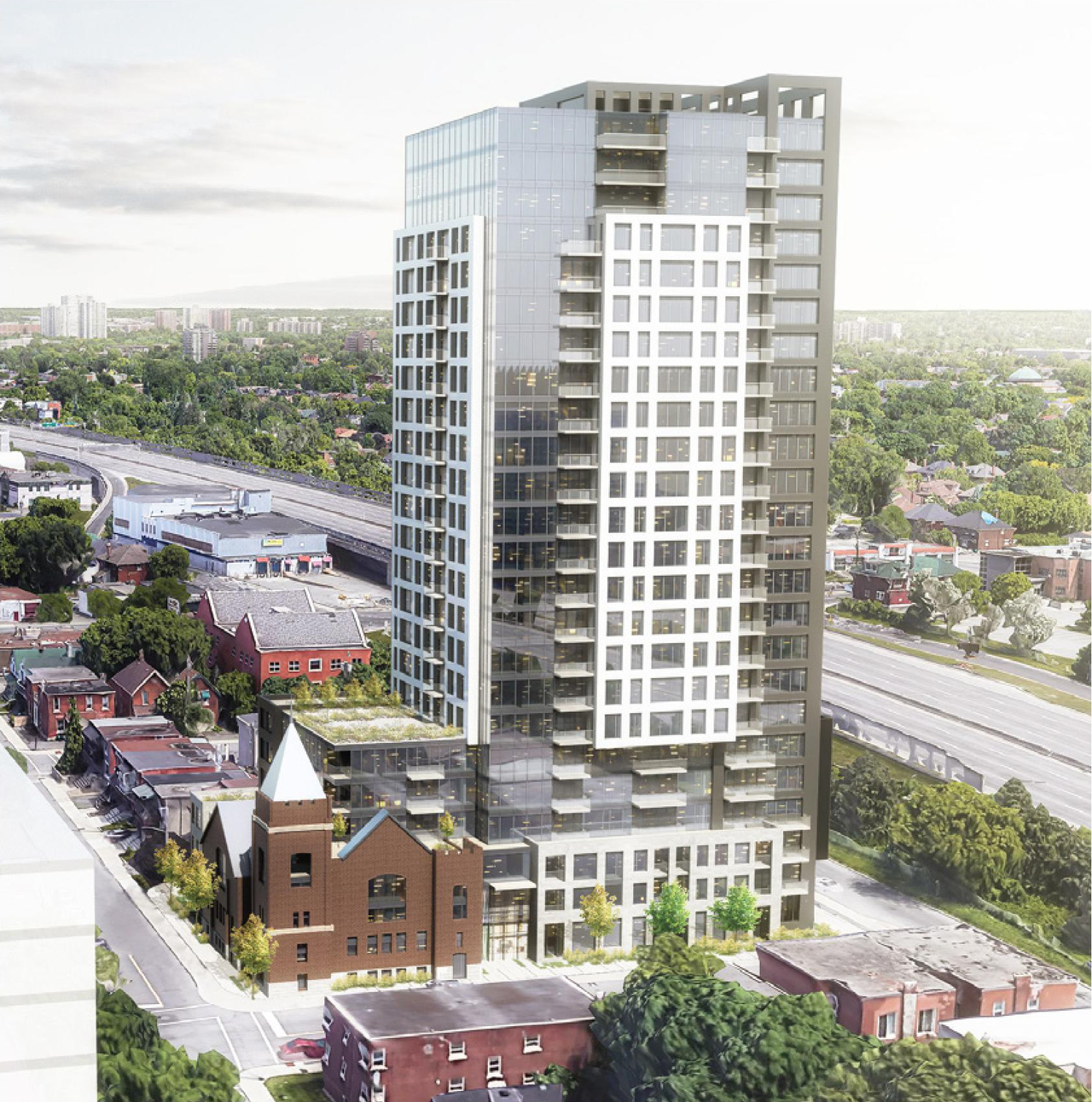 Rendering of building from page 65 of the file '2023-06-07 - Design Brief and Plans - D02-02-22-0082'