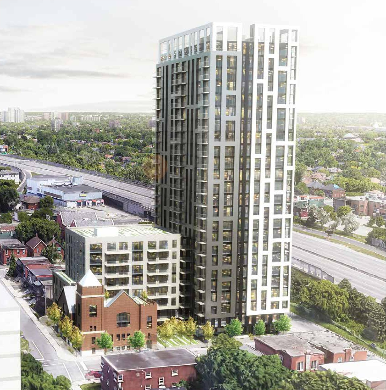 Rendering of building from page 42 of the file '2022-08-25 - DESIGN BRIEF - D02-02-22-0082'