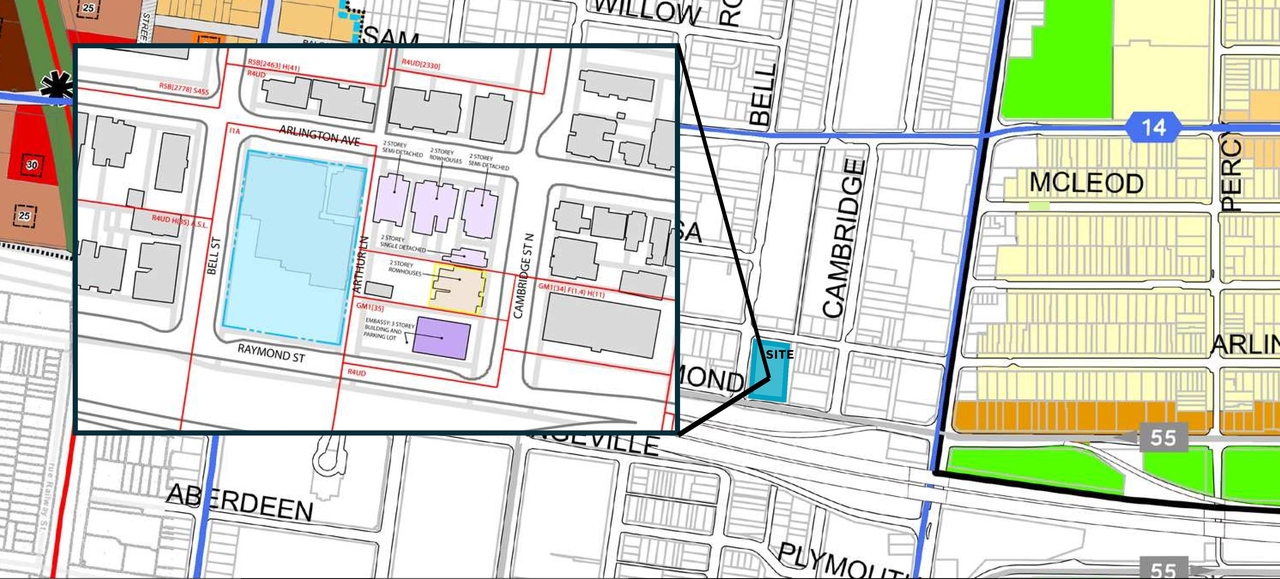 Construction site plan for project from page 17 of the file '2023-09-18 - Architectural Design Brief - D02-02-22-0082'