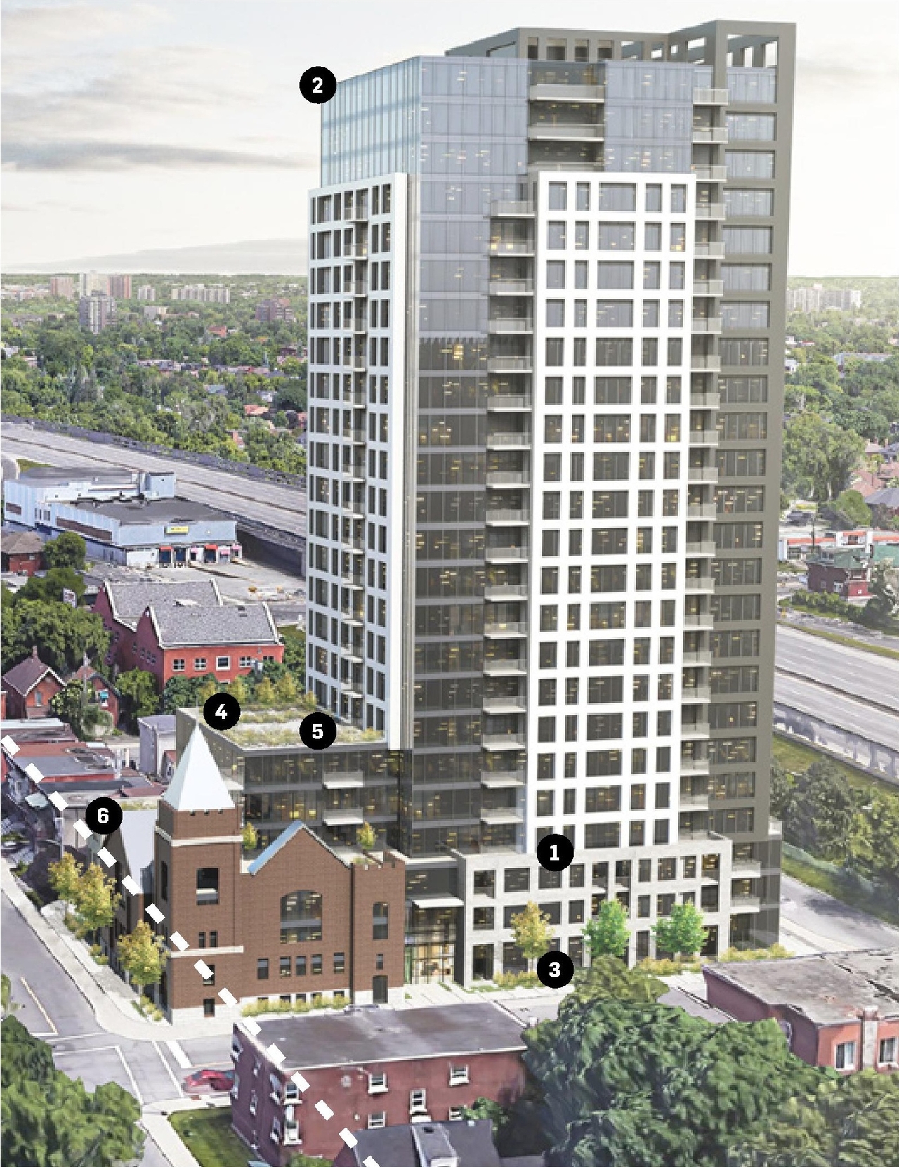 Rendering of building from page 21 of the file '2023-09-18 - Architectural Design Brief - D02-02-22-0082'