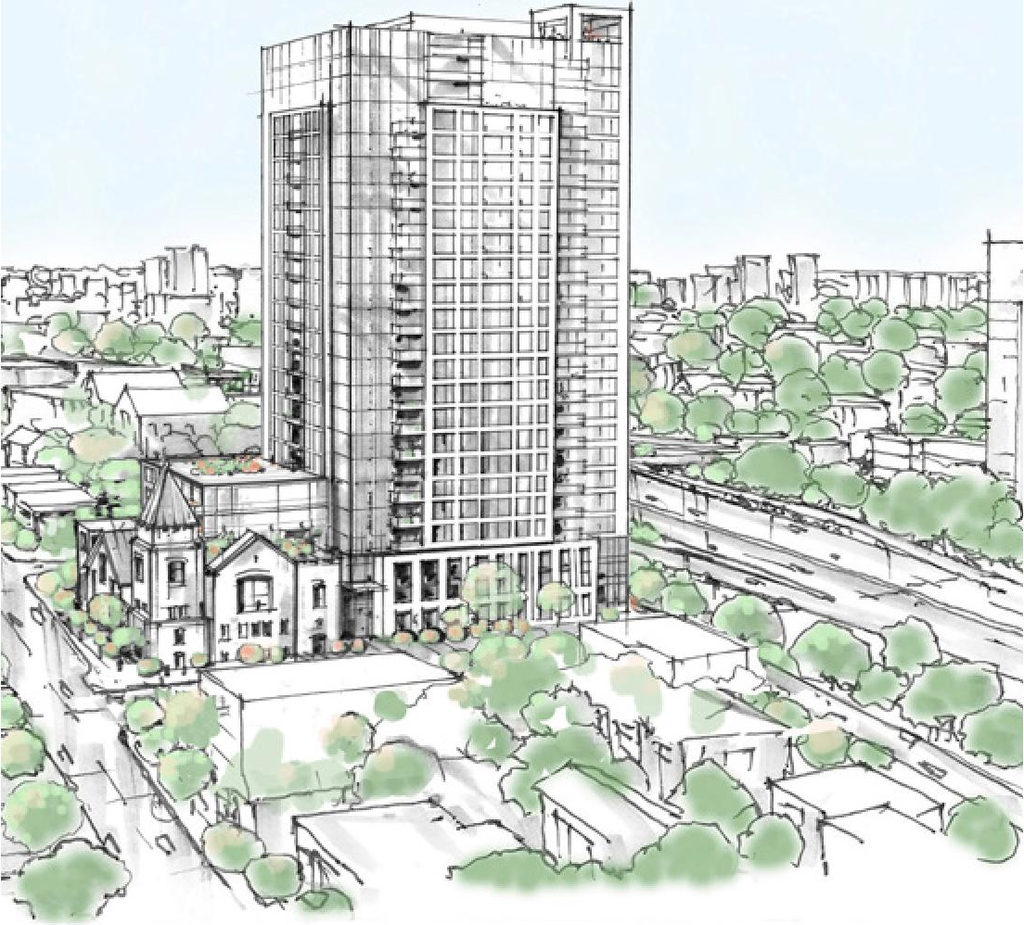 Rendering of building from page 3 of the file '2023-09-18 - Architectural Design Brief - D02-02-22-0082'