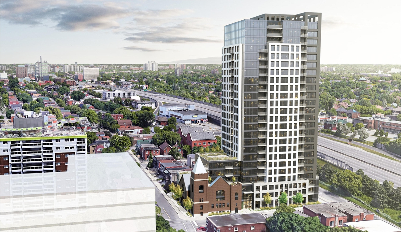 Rendering of building from page 51 of the file '2023-09-18 - Architectural Design Brief - D02-02-22-0082'