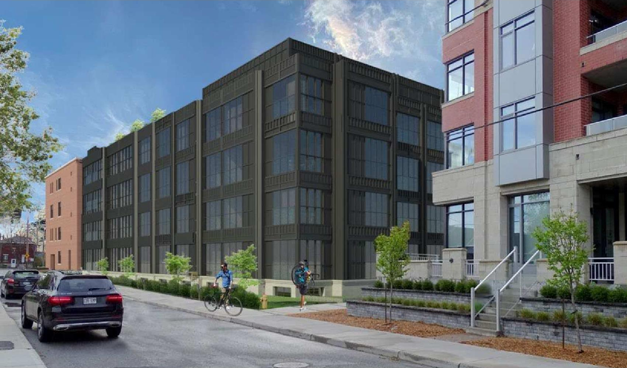 Rendering of building from page 1 of the file '2022-08-23 - Planning Rationale & Design Brief - D02-02-22-0083'