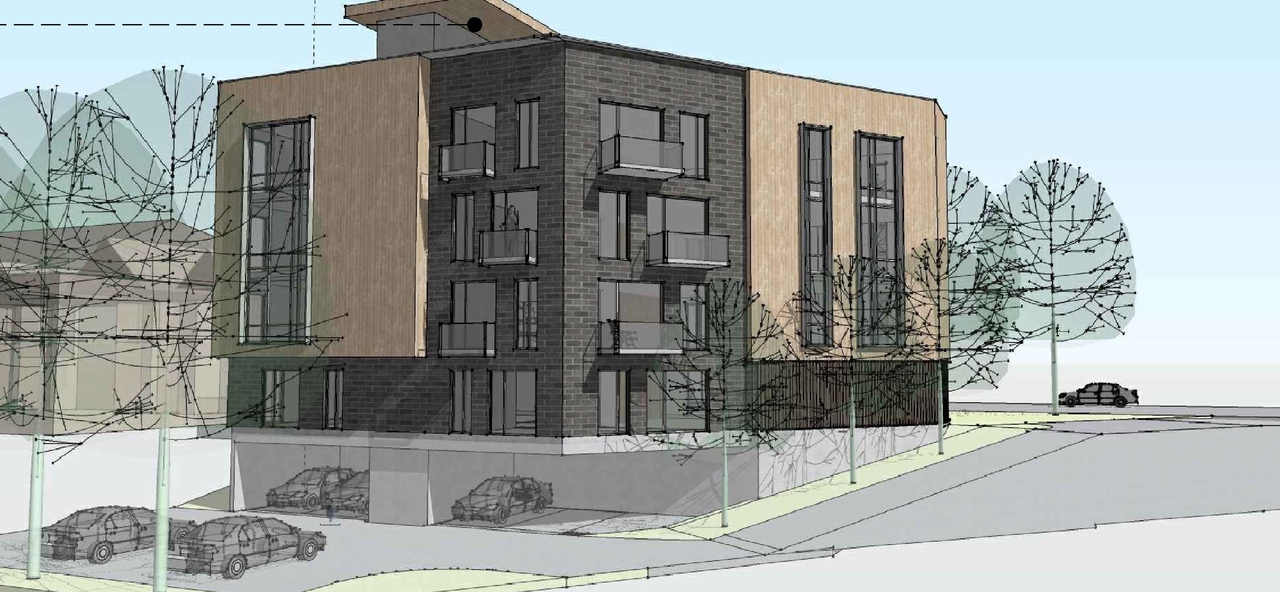 Rendering of building from page 4 of the file '2022-10-12 - Concept Renderings and Elevations - D02-02-22-0090'