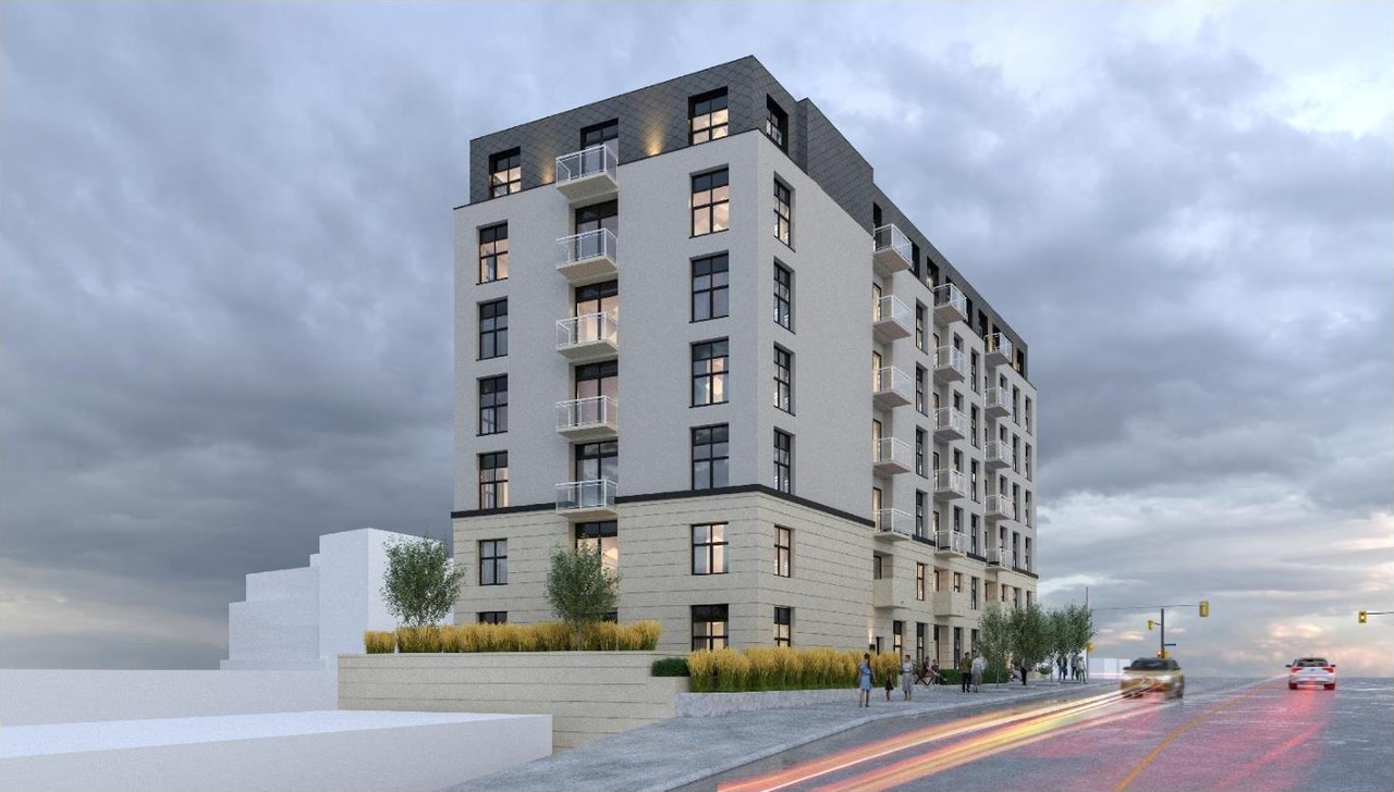 Rendering of building from page 19 of the file '2022-10-25 - Planning Rationale and Design Brief -D02-02-22-0098'