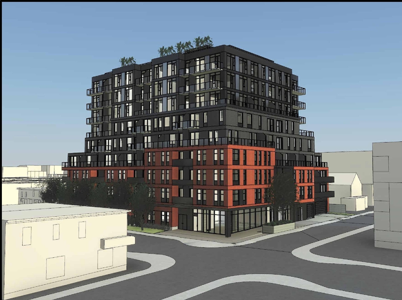 Rendering of building from page 12 of the file '2023-04-03 - 3D - Renderings - D02-02-22-0102'