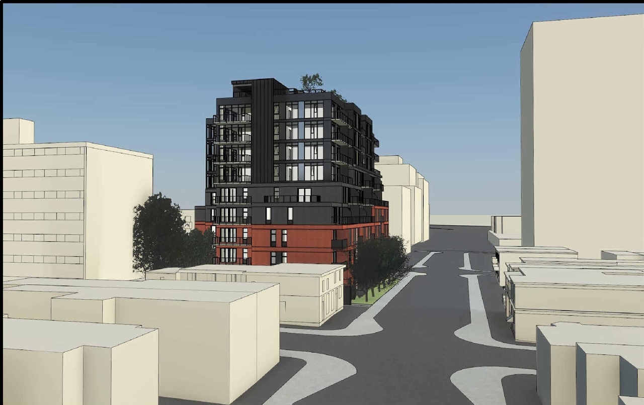 Rendering of building from page 5 of the file '2023-04-03 - 3D - Renderings - D02-02-22-0102'