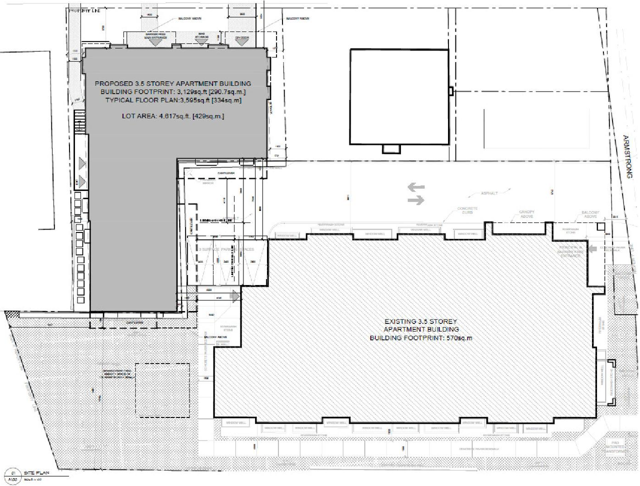 Construction site plan for project from page 11 of the file '2022-12-29 - Planning Rationale & Design Brief - D02-02-22-0106'