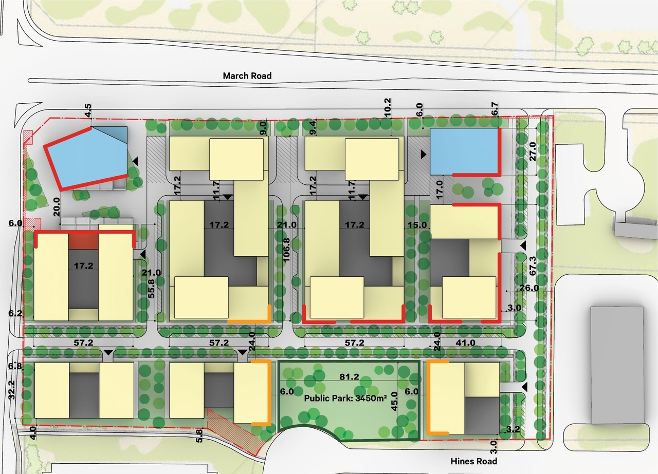 Construction site plan for project from page 23 of the file '2022-11-18 - Design Brief - D02-02-22-0108'