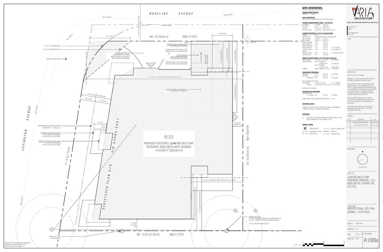 Construction site plan for project from page 1 of the file '2022-11-25 - Site & Floor Plans - D02-02-22-0111'