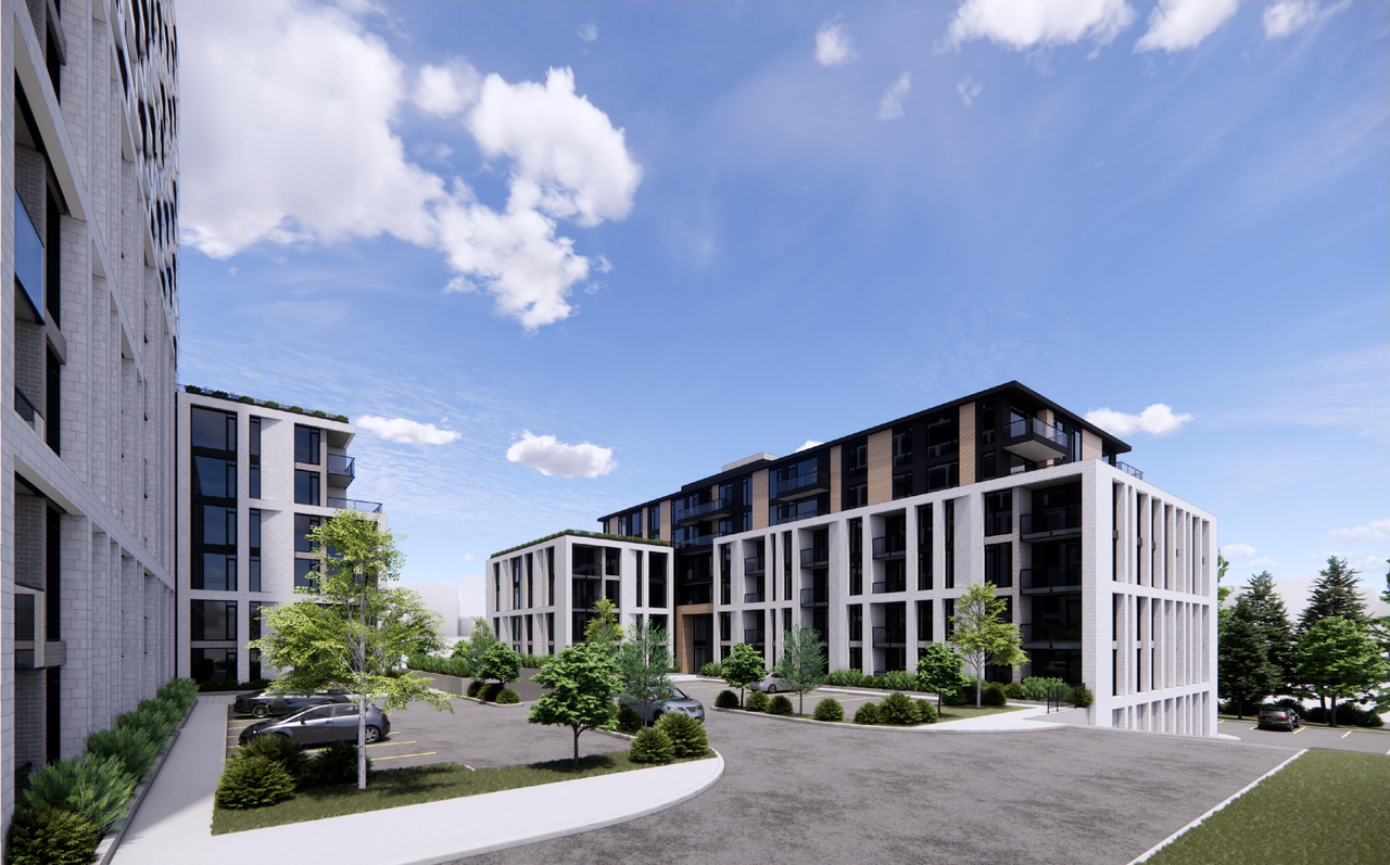 Rendering of building from page 17 of the file '2025-04-11 - Urban Design Brief - D02-02-22-0125'