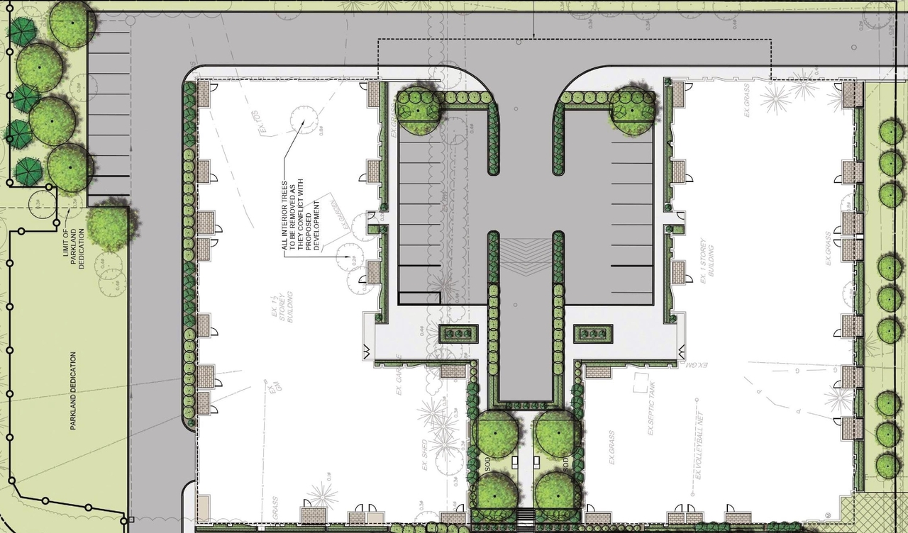 Construction site plan for project from page 21 of the file '2025-04-11 - Urban Design Brief - D02-02-22-0125'