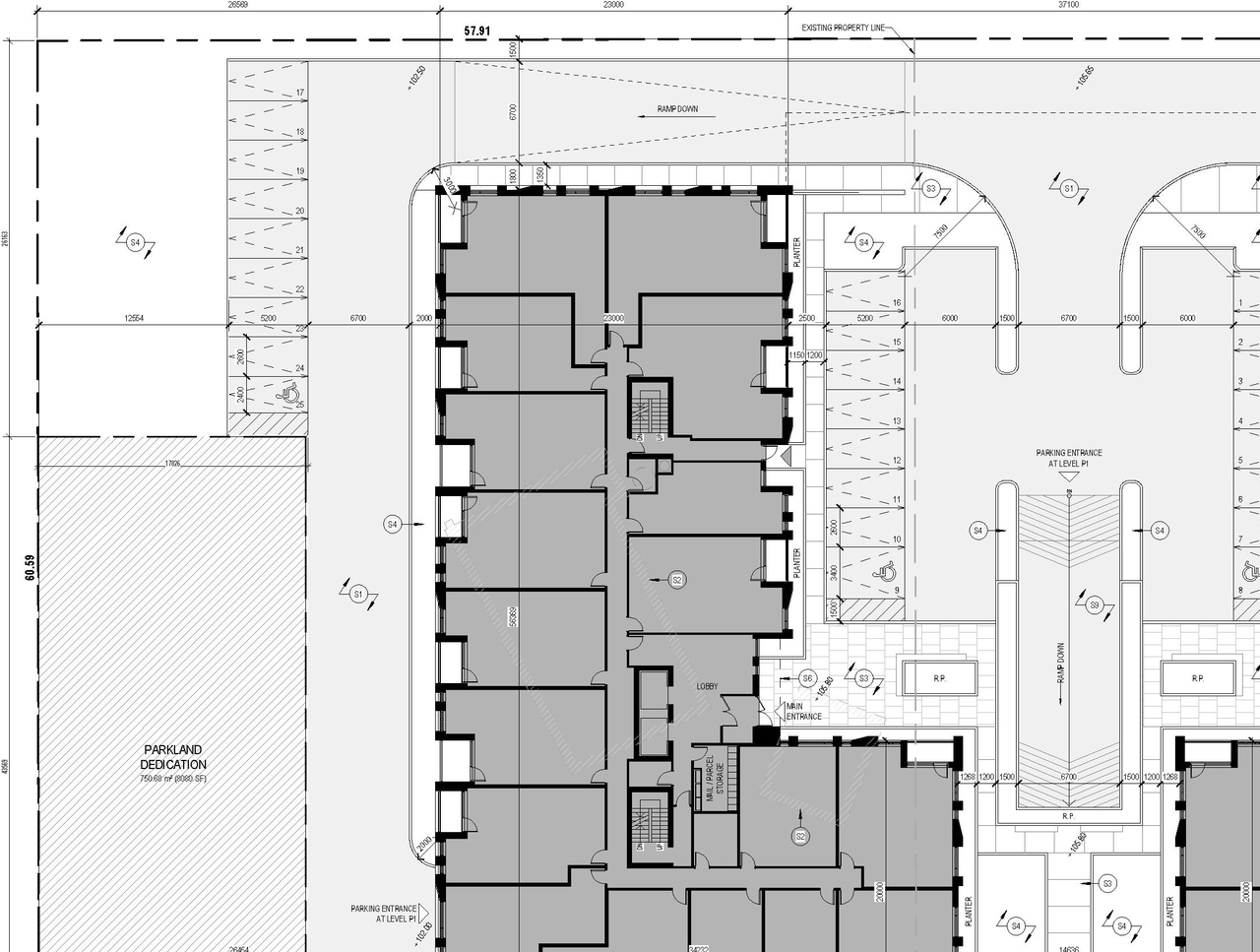 Construction site plan for project from page 23 of the file '2025-04-11 - Urban Design Brief - D02-02-22-0125'