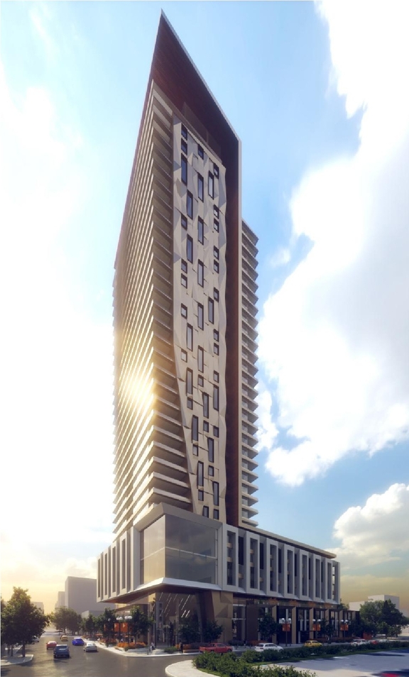 Rendering of building from page 16 of the file '2022-12-23 - Design Brief - D02-02-22-0126'