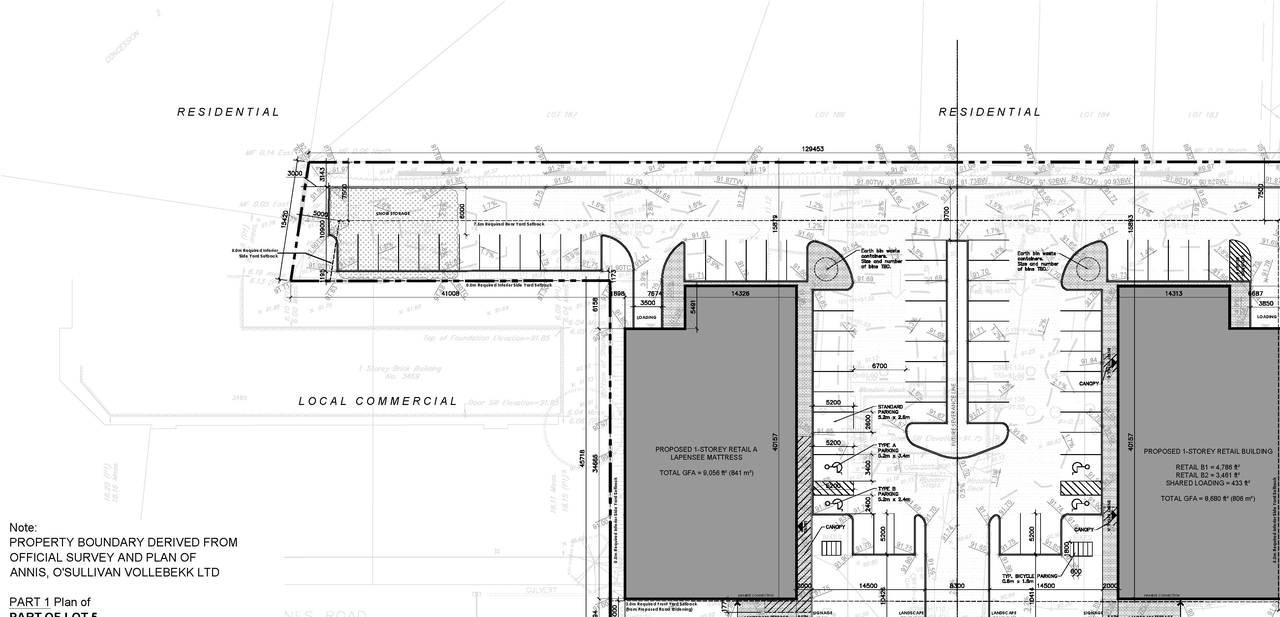 Construction site plan for project from page 1 of the file '2023-08-02 - Site & Floor Plans - D02-02-22-0128'