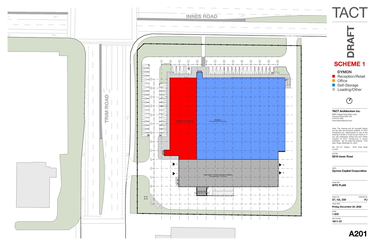 Construction site plan for project from page 2 of the file '2023-01-03 - Views and Section - D02-02-23-0001'
