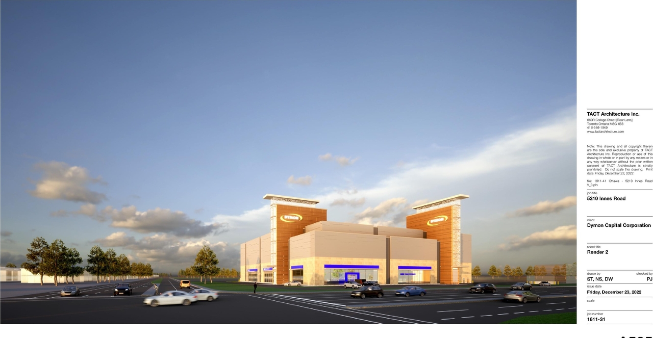 Rendering of building from page 7 of the file '2023-01-03 - Views and Section - D02-02-23-0001'
