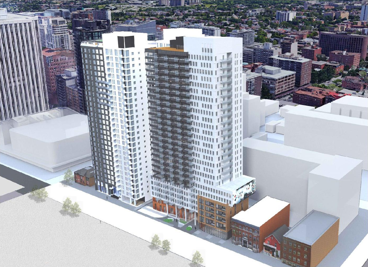 Rendering of building from page 6 of the file '2023-04-26 - Design Brief - D02-02-23-0013'