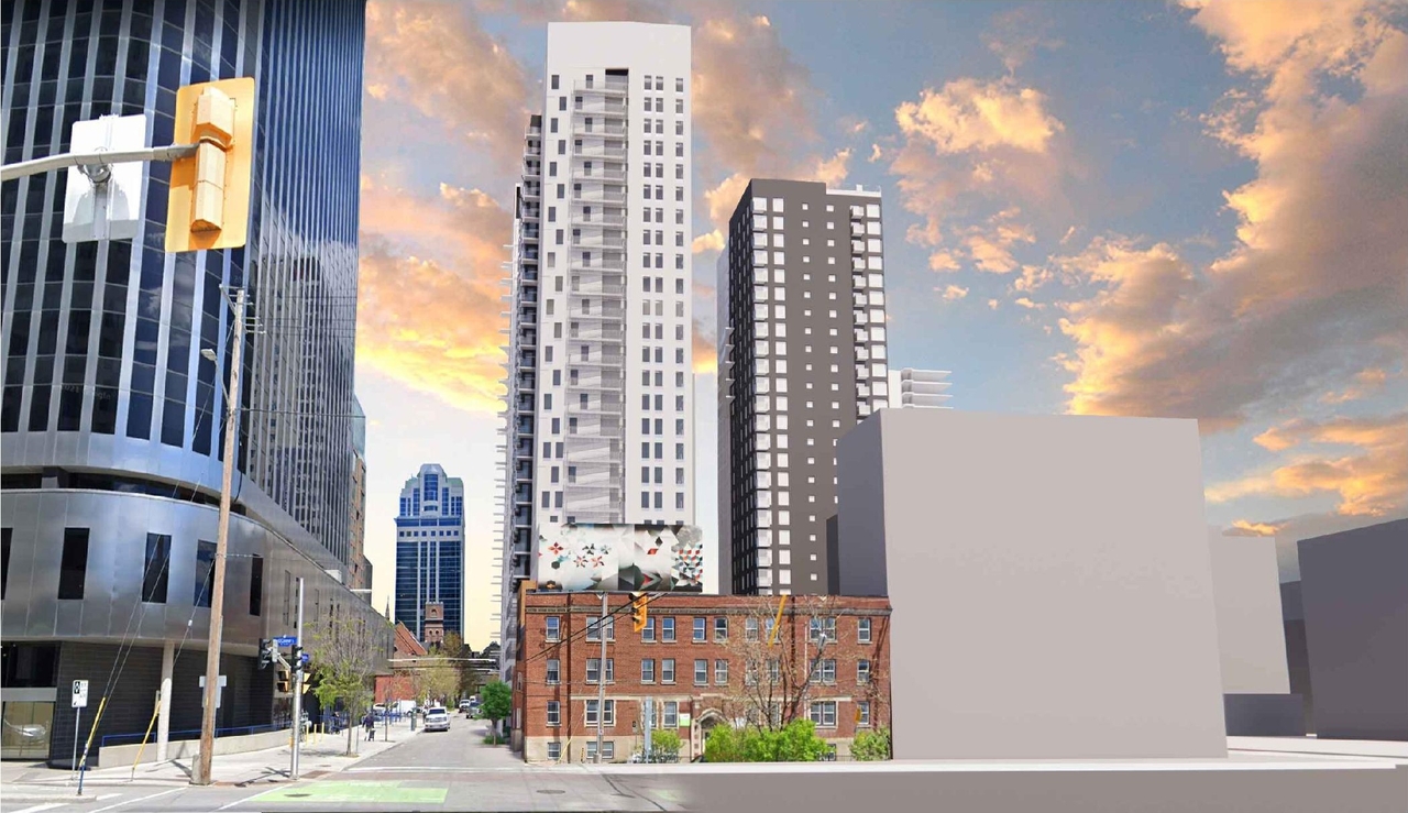 Rendering of building from page 9 of the file '2023-04-26 - Design Brief - D02-02-23-0013'