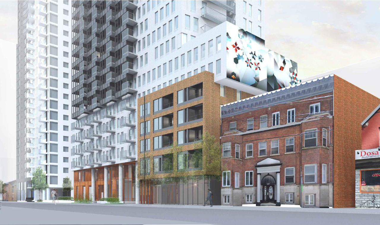 Rendering of building from page 1 of the file '2023-02-28 - Planning Rationale + Design Brief - D02-02-23-0013'
