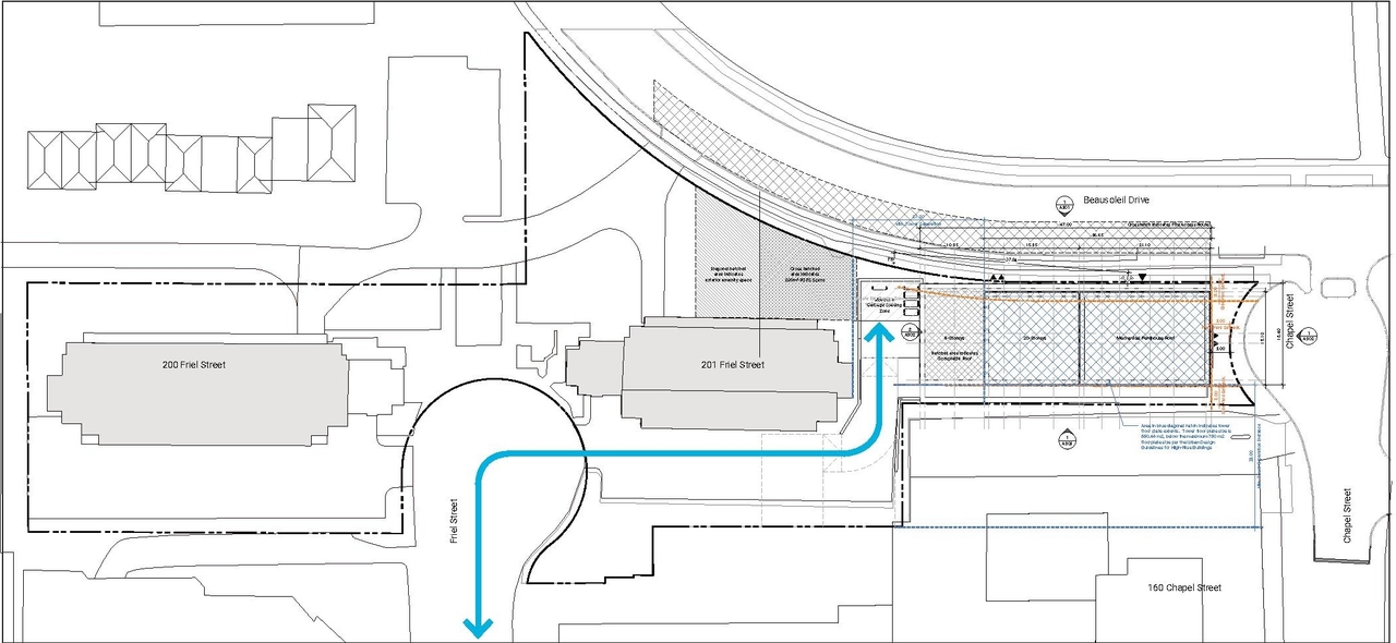 Construction site plan for project from page 14 of the file '2023-03-28 - Urban Design Brief - D02-02-23-0022'
