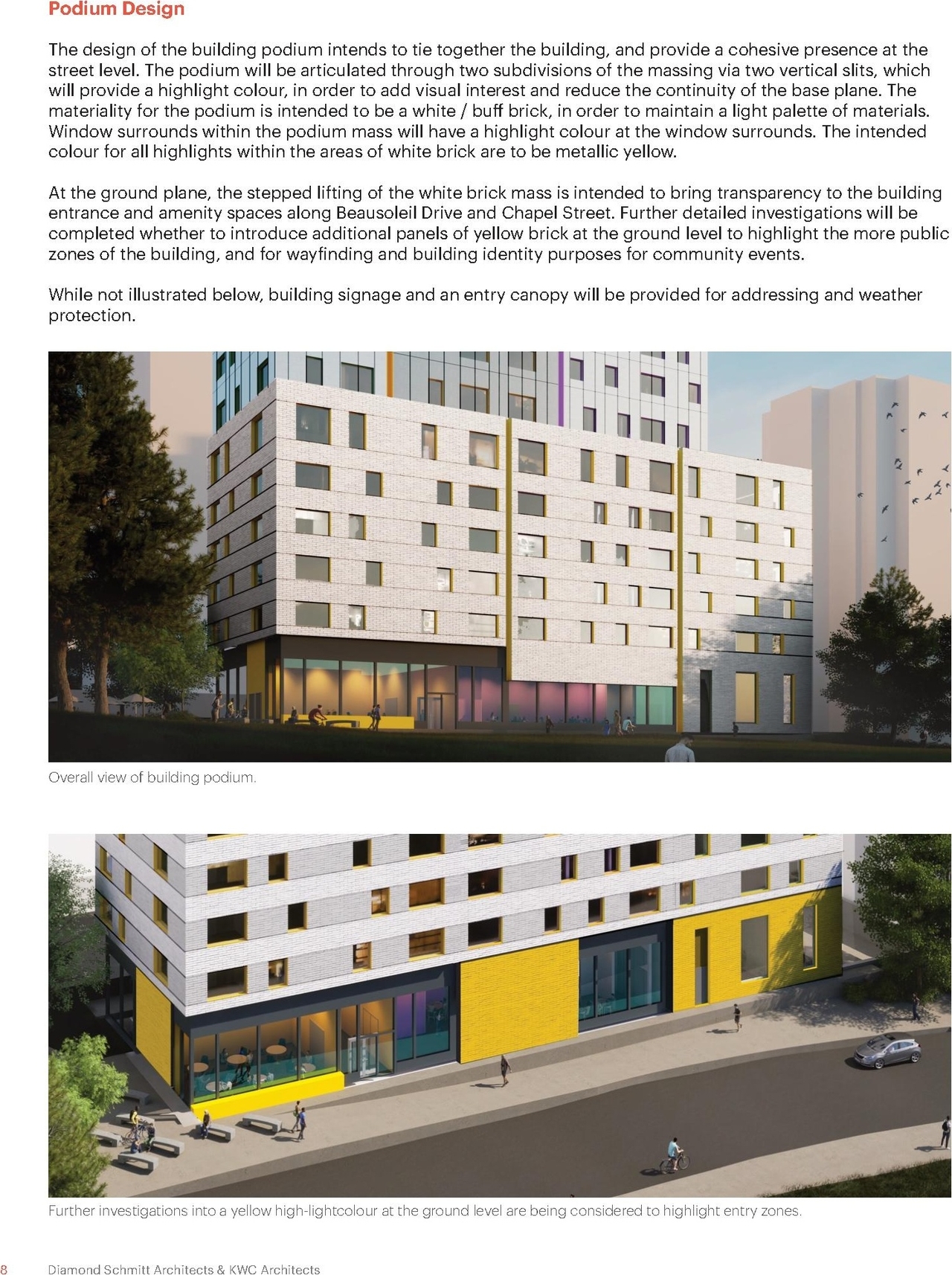 Rendering of building from page 39 of the file '2023-03-28 - Urban Design Brief - D02-02-23-0022'