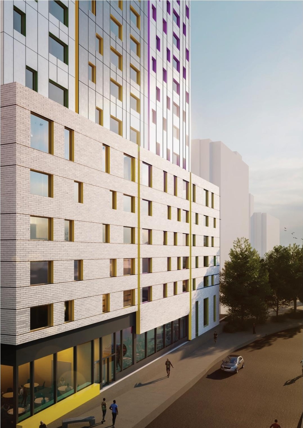 Rendering of building from page 40 of the file '2023-03-28 - Urban Design Brief - D02-02-23-0022'