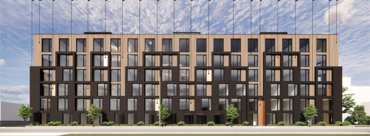 Rendering of building from page 11 of the file '2023-05-01 - Design Brief - D02-02-23-0031'