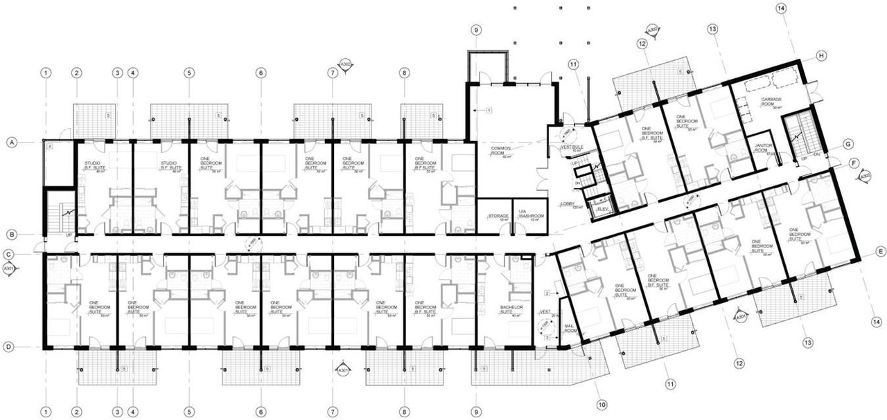 Floor plan for project from page 13 of the file '2023-04-28 - Planning Rationale & Design Brief - D02-02-23-0035'