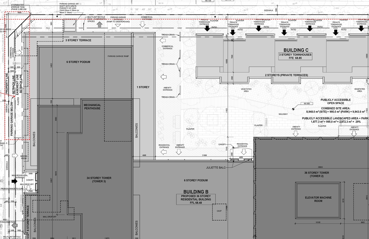 Construction site plan for project from page 1 of the file '2024-05-28 - Site and Ground Floor Plan with Notes - D02-02-23-0042'