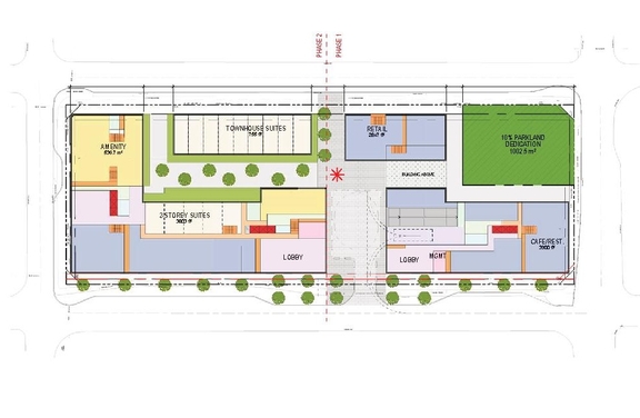 Construction site plan for project from page 5 of the file '2024-03-21 - Design Brief - D02-02-23-0042'