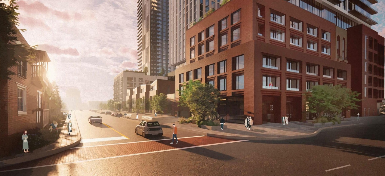 Rendering of building from page 8 of the file '2024-03-21 - Design Brief - D02-02-23-0042'