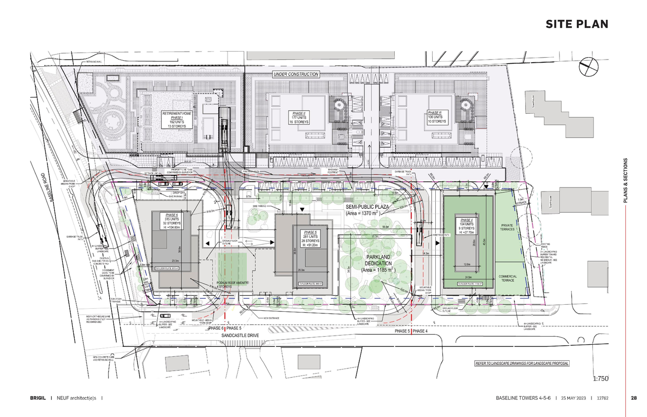 Construction site plan for project from page 28 of the file '2023-06-12 - Urban Design Brief - D02-02-23-0046'