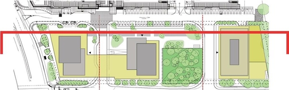 Construction site plan for project from page 43 of the file '2023-06-12 - Urban Design Brief - D02-02-23-0046'