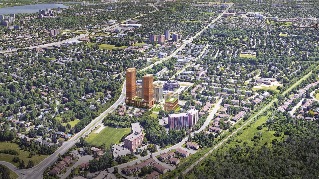 Rendering of building from page 54 of the file '2023-06-12 - Urban Design Brief - D02-02-23-0046'