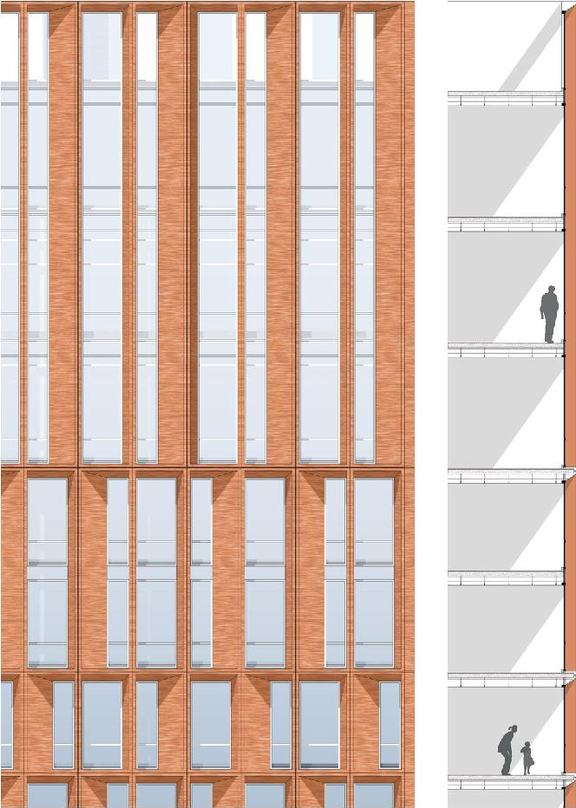 Rendering of building from page 56 of the file '2023-06-12 - Urban Design Brief - D02-02-23-0046'
