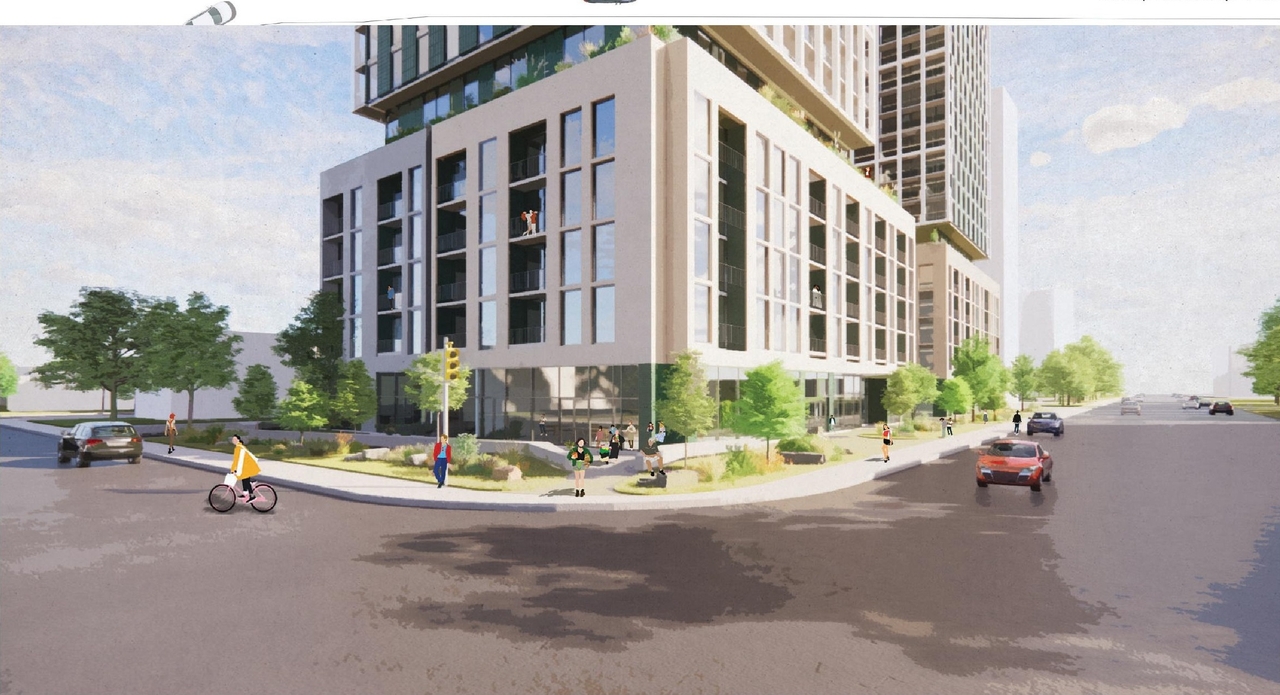 Rendering of building from page 17 of the file '2024-10-25 - Design Brief - D02-02-23-0051'